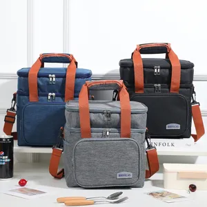 Double decker insulated lunch bag large capacity waterproof cooler bag for camping travel