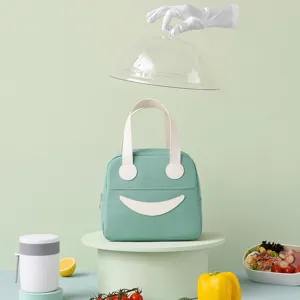Geïsoleerde Lunchtas Schattig Lachend Gezicht Oxford Stof Draagbare Koeltas Voor Kantoor School Picnic Voedselcontainer