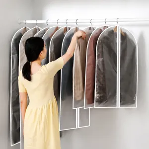 Hanging garment dust cover transparent suit protector clothes storage bag for wardrobe closet organizer