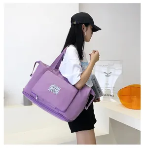 Purple travel gym bag for women short trip waterproof portable duffel luggage bag