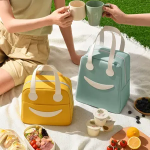 Leuke smiley lunchtas geisoleerde thermische tas voor vrouwen studenten picknick