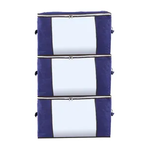 Thickened non-woven storage bag detail featuring a clear transparent window and durable zipper.