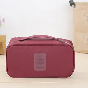 Portable travel storage bag multifunctional underwear bra cosmetic organizer red washing bag