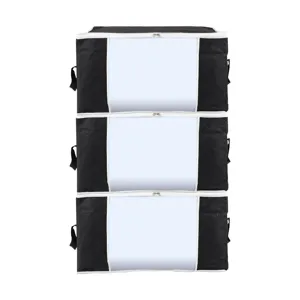 Thickened three-layer non-woven quilt storage bag detail, featuring clear viewing window.