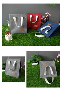 Detailed view of insulated lunch bag, portable Oxford cloth bento bag for daily school picnic meals.