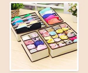 Stoff Unterwäsche Aufbewahrungsbox 4er Set, Schrank Organizer für BHs, Socken.