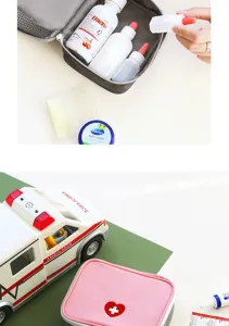 Portable travel first aid storage bag, multi-functional medical pouch for emergency use.