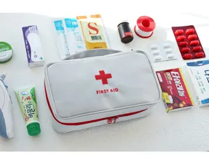 Sac de premiers secours de voyage portable grand organisateur médical vide trousse gris