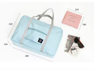 Bolso de viaje grande y plegable de nylon con asas resistentes y bolsa de almacenamiento