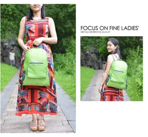 Sac à dos de voyage pliable léger pour femmes, sac étanche pour randonnée en plein air.