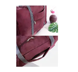 Bolsa de viaje plegable de nylon con gran capacidad, cremalleras duraderas y asas.