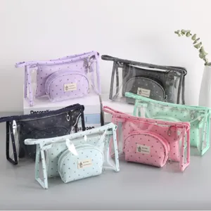 Transparent PVC Cosmetic Bag Travel Toiletry Organizer Waterproof Makeup Pouch With Crown Print For Women