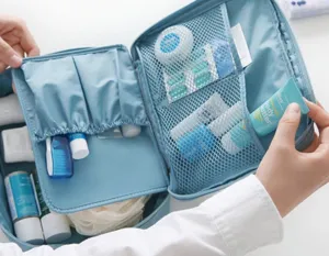 Portable travel toiletry bag, multi-functional waterproof cosmetic organizer storage pouch.