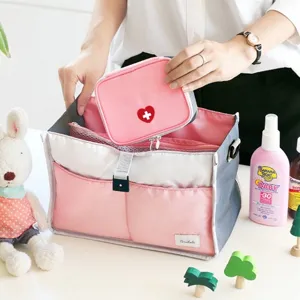 Versatile travel storage bag and portable first aid organizer pouch with multi-compartments.