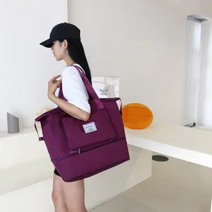Large capacity foldable travel duffel bag, waterproof sports fitness luggage bag for women.