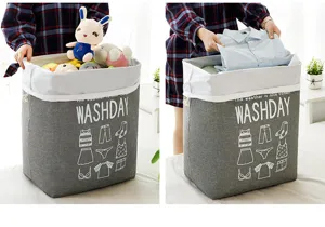 Cesto de ropa grande de tejido no tejido con cordón, organizador plegable para ropa del hogar.