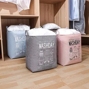Cesto para ropa sucia plegable de gran capacidad con cordón, ideal para guardar ropa y edredones.