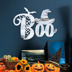 Halloween 3D Spinnennetz BOO Acryl Spiegel Wandaufkleber Urlaubsfeier Heimdekoration