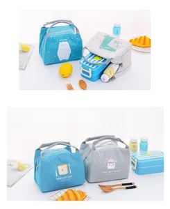 Insulated lunch bag for women and kids, cute cartoon bento tote bag with large capacity.