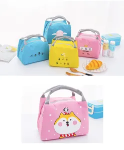 Cute cartoon insulated lunch bag, large capacity portable cooler tote for work and school use.
