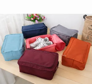 Portable travel waterproof shoe bag multi-color storage organizer for packing footwear neatly.