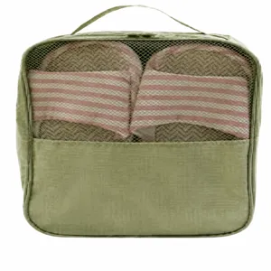 Sac à chaussures de voyage double couche vert organiseur étanche en nylon portable