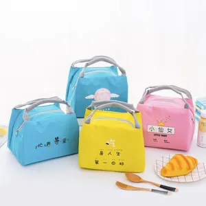 Portable insulated lunch bag large capacity waterproof thermal bento bag cute cartoon design