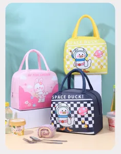 Thickened insulated lunch bag cartoon portable bento handbag thermal cooler bag student use