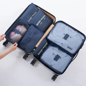 Reiseorganizer Set 7-Teilig Oxford Stoff Koffer Organizer Taschen für Kleidung und Schuhe