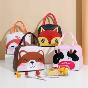 Cute cartoon animal insulated lunch bag portable thermal food tote bag for office school picnic