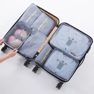 Reise-Packtaschen Set 7 Stk Organizer Taschen graue Oxford-Toff Koffer Aufbewahrung