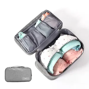 Portable travel underwear storage bag multi-functional bra and panty organizer for trips.