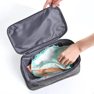 Portable travel underwear organizer bag multi-functional storage pouch for clothes, grey.