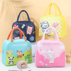 Insulated Lunch Bag Cartoon Oxford Cloth Waterproof Bento Box Cooler Bag Portable Thermal Food Storage Handbag For Students