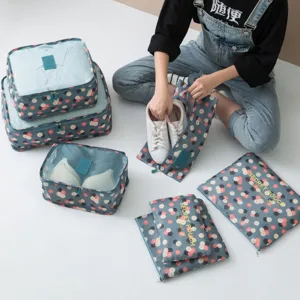 7-teiliges Reise-Organizer-Set aus Oxford-Gewebe mit Packtaschen und Schuhbeutel für Koffer.