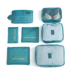 7-teiliges Reise Organizer Set, wasserdichte Oxford Stoff Koffer Packtaschen für Kleidung.