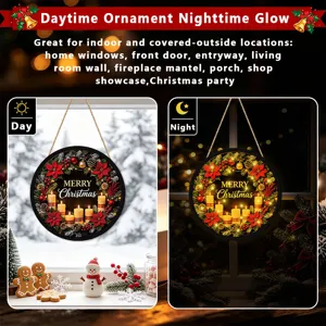 Christmas LED hanging sign with day and night glow effect, perfect holiday home window decor.