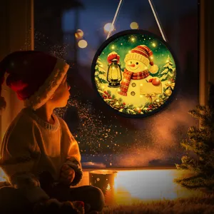 Christmas glowing hanging sign LED window pendant festive holiday decoration ornament