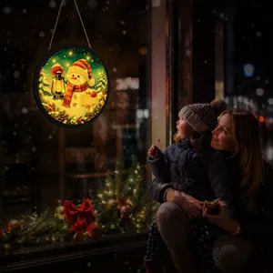 Christmas LED hanging sign snowman window decoration festive light up holiday party home decor