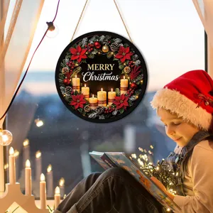 Christmas LED glowing hanging sign window decoration for festive home holiday party