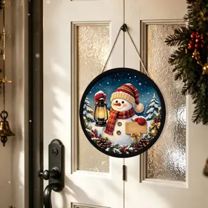 Christmas LED glowing hanging sign festival decoration winter snowman wall door decor ornament