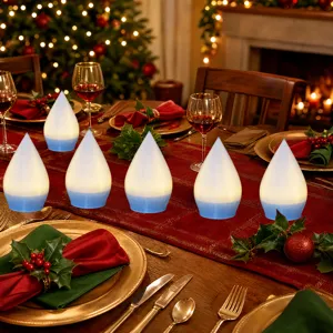 Decorazione da tavola LED a goccia luminosa 3D di Natale per atmosfera festiva e festa in casa.
