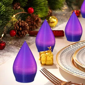 Natale LED luminoso cono ornamento decorazione tavola viola 3D stampato festivo display