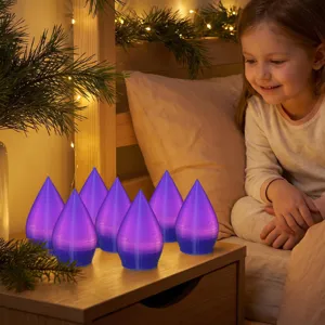 Ornamenti luminosi a LED a goccia viola stampati in 3D, accogliente decorazione.