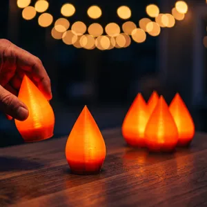 Primo piano dell'ornamento luminoso LED a goccia che crea un'atmosfera natalizia calda.