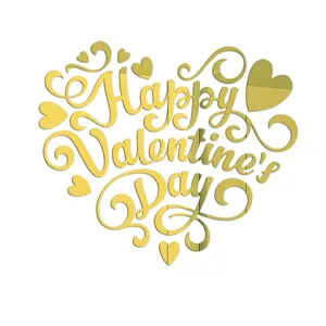 Acryl spiegel muursticker voor Valentijnsdag decoratie, gouden letters DIY wandkunst.