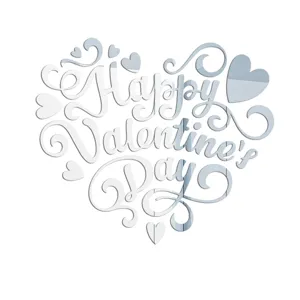 Acryl spiegel muursticker met hart design Happy Valentine's Day voor decoratie