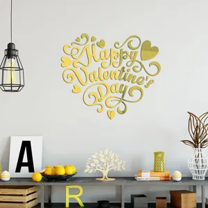 Valentijn hart acryl spiegel muursticker detailweergave voor feestelijke huisdecoratie