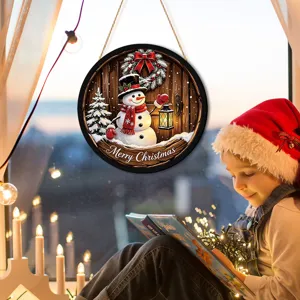 Christmas LED glowing wooden hanging sign window decor festive holiday hanging ornament