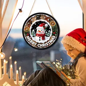 Christmas hanging sign with LED lights snowman window decoration holiday ornaments